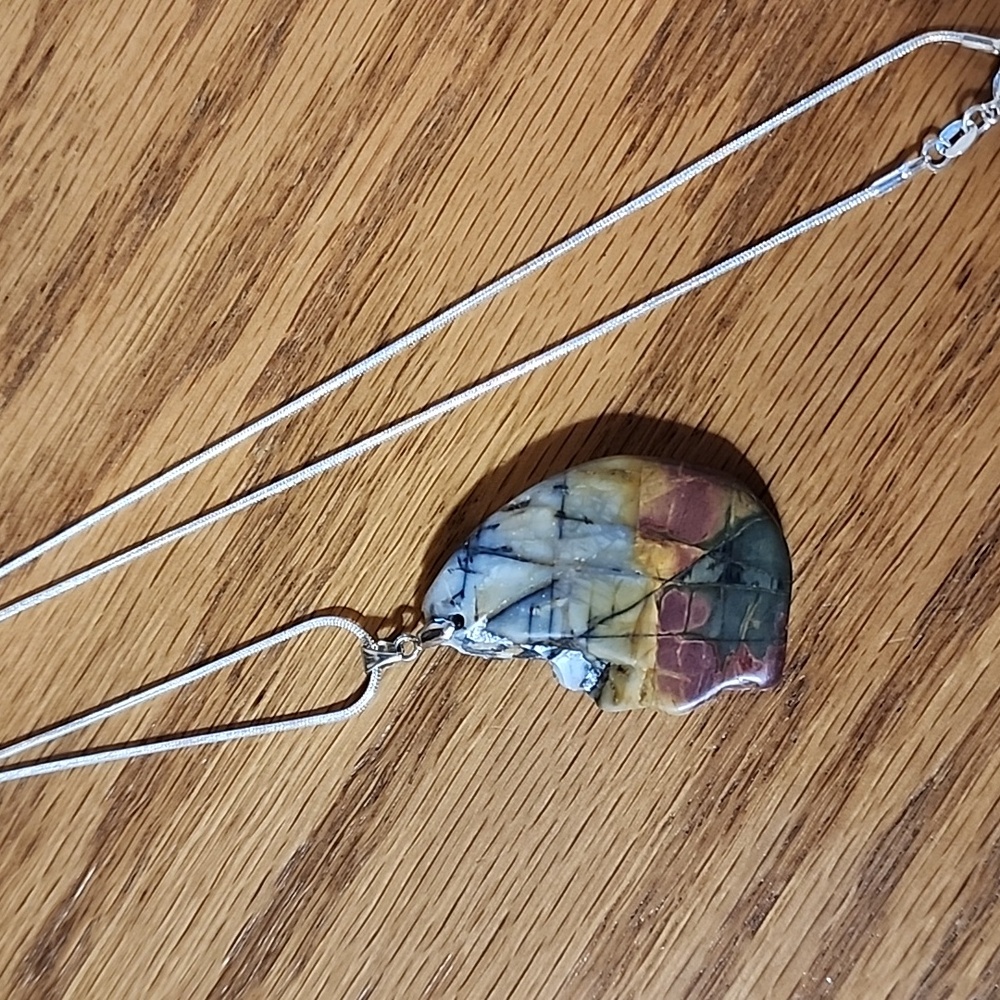 Natural, Rare Picasso Jasper on .925 Chain